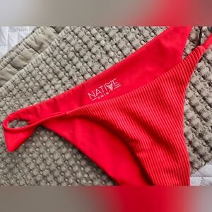 NATIVE Swim Coral Red Ribbed Bikini Bottom M NEW